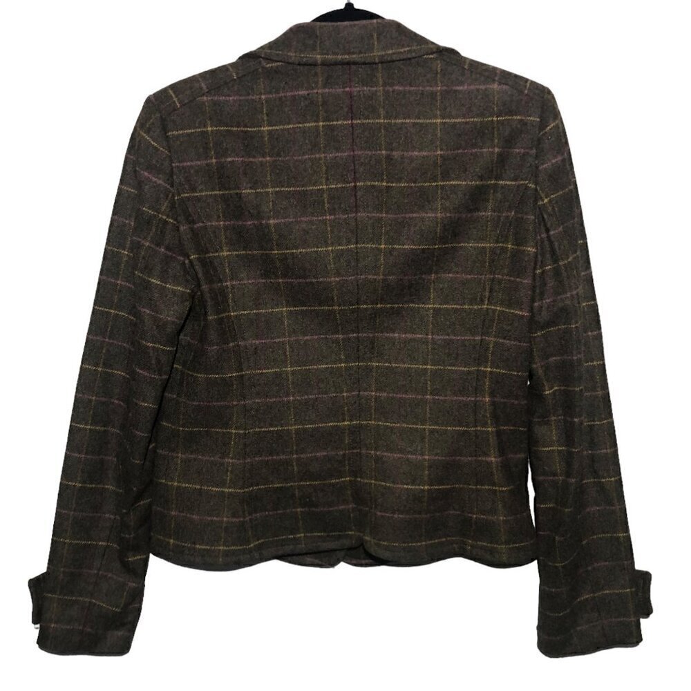 J.Crew Plaid Wool Windowpane Brown Coat - Picture 3 of 5